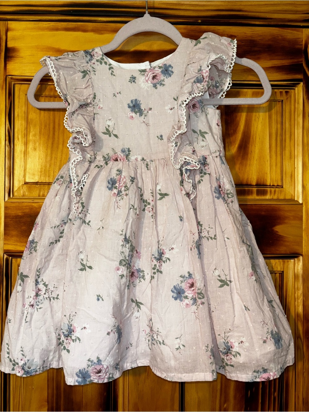 4T Girls Floral Ruffle Dress - Blush